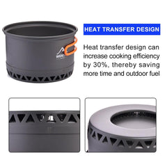 Camping Cookware 2.3L Set Pots Outdoor Cooking Heat Cooker Travel - VirtuousWares:Global