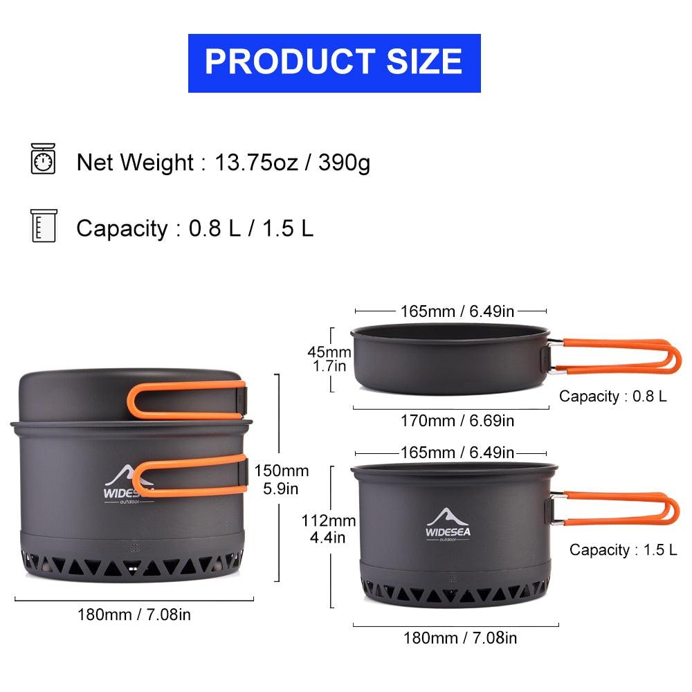 Camping Cookware 2.3L Set Pots Outdoor Cooking Heat Cooker Travel - VirtuousWares:Global