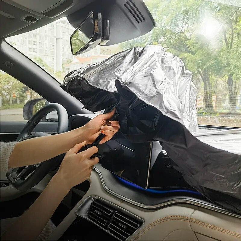 Car Sunshade Front Windshield Parasol V-shaped for EV Sun-proof and - VirtuousWares:Global