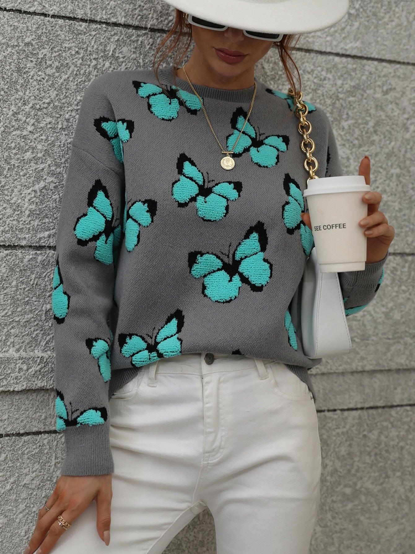 Cartoon Butterflies Knitted Sweaters and Pullovers - VirtuousWares:Global