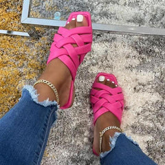 Casual Outdoor Women Slippers Leather Flat Beach Slides Summer - VirtuousWares:Global