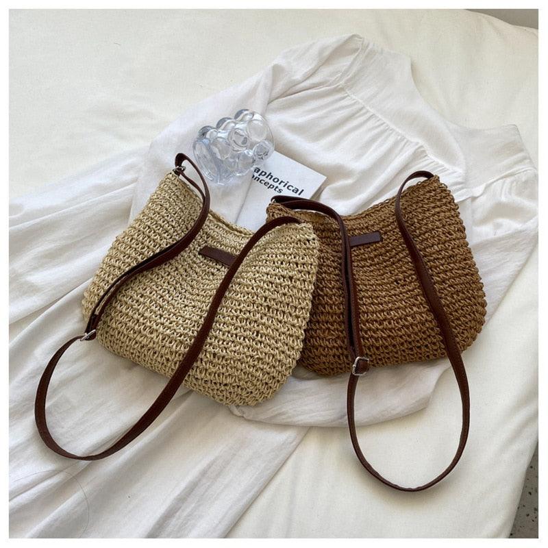 Casual Summer Shoulder Straw Bag - VirtuousWares:Global