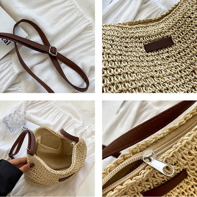 Casual Summer Shoulder Straw Bag - VirtuousWares:Global