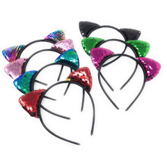 Cat Ear Flip Sequins Headband, Girls Headband, Back to School Hair - VirtuousWares:Global