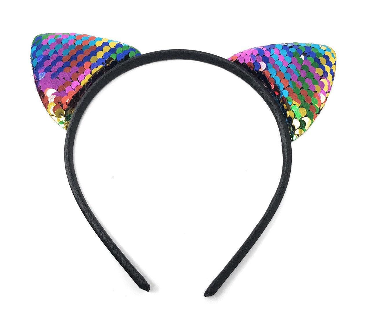 Cat Ear Flip Sequins Headband, Girls Headband, Back to School Hair - VirtuousWares:Global