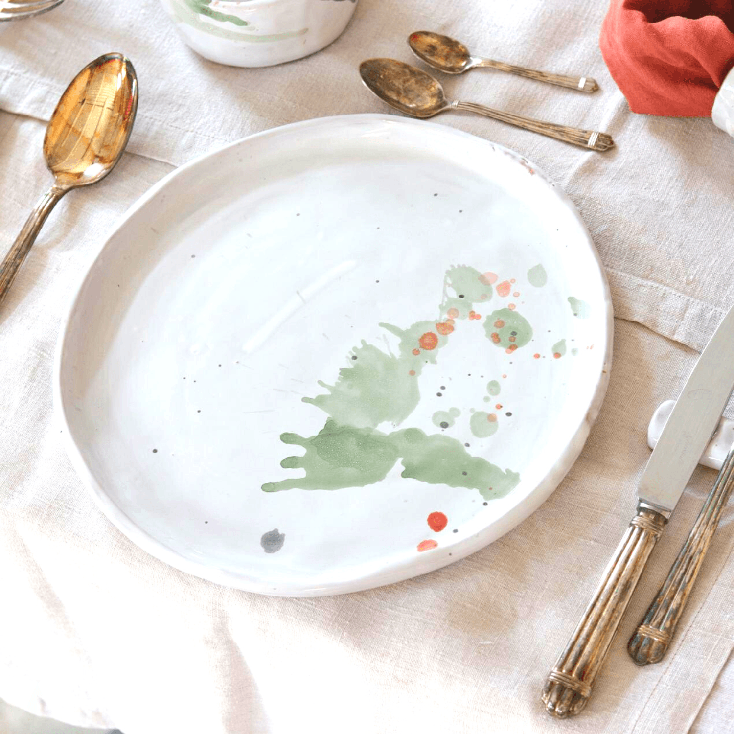 Ceramic Handmade Dinnerplate in a Watercolour Aesthetic - VirtuousWares:Global