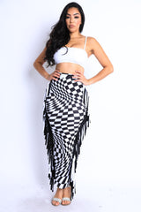 Checkered Elastic High Waist Stretch Bodycon Maxi Pencil Skirt - VirtuousWares:Global