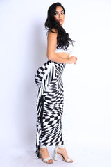 Checkered Elastic High Waist Stretch Bodycon Maxi Pencil Skirt - VirtuousWares:Global