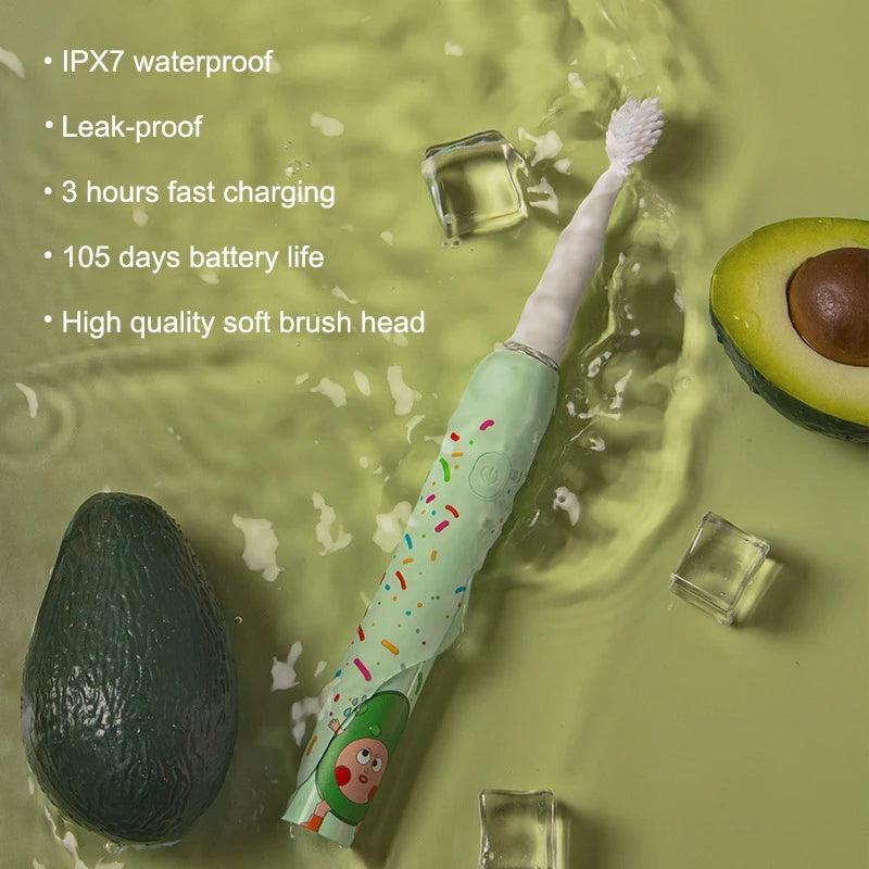 Children Sonic Electric Toothbrush With 4 Replace Brush Heads Kids - VirtuousWares:Global
