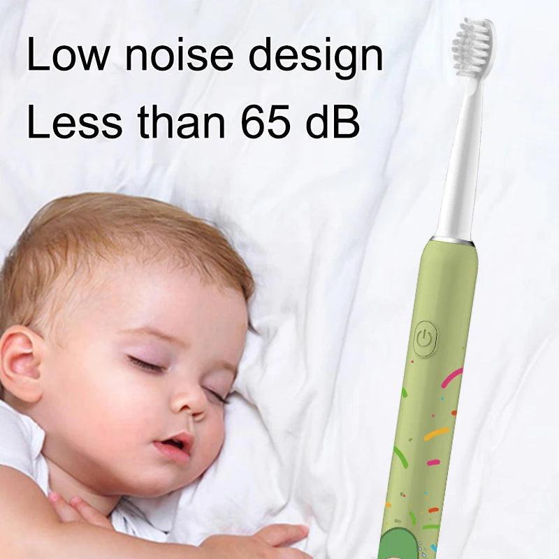Children Sonic Electric Toothbrush With 4 Replace Brush Heads Kids - VirtuousWares:Global