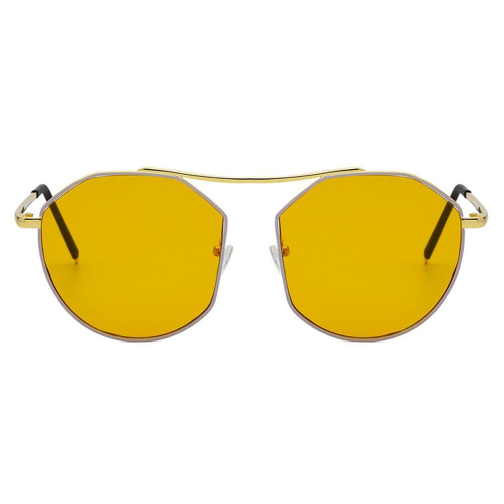 CHOCTAW - Round Tinted Geometric Brow-Bar Fashion Sunglasses - VirtuousWares:Global