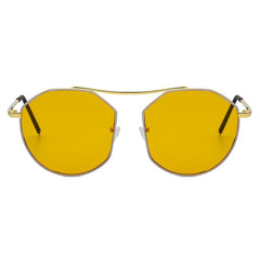 CHOCTAW - Round Tinted Geometric Brow-Bar Fashion Sunglasses - VirtuousWares:Global