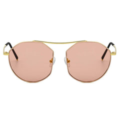 CHOCTAW - Round Tinted Geometric Brow-Bar Fashion Sunglasses - VirtuousWares:Global