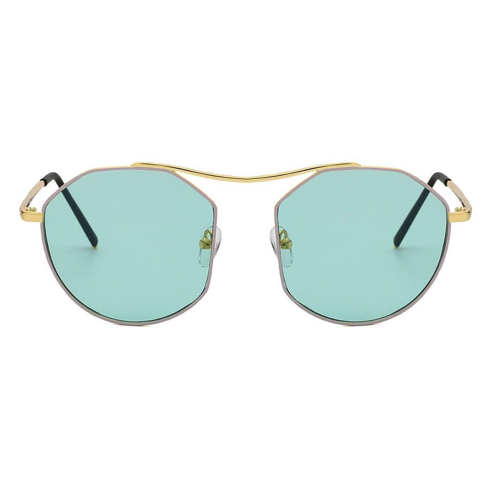 CHOCTAW - Round Tinted Geometric Brow-Bar Fashion Sunglasses - VirtuousWares:Global