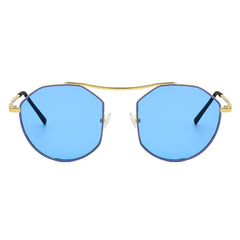 CHOCTAW - Round Tinted Geometric Brow-Bar Fashion Sunglasses - VirtuousWares:Global