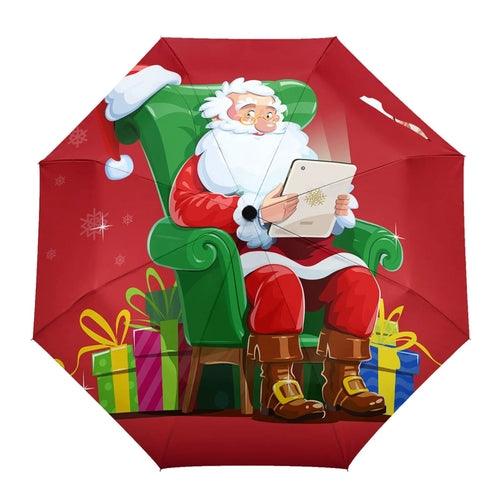 Christmas Santa Gift Automatic Umbrella for Rain and Sun Male Women - VirtuousWares:Global