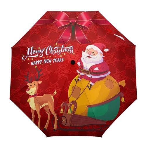 Christmas Santa Gift Automatic Umbrella for Rain and Sun Male Women - VirtuousWares:Global