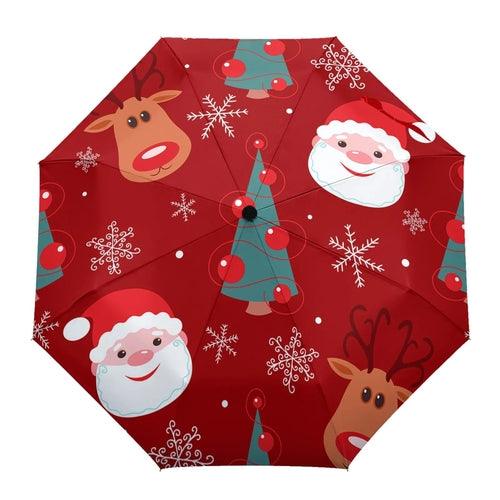 Christmas Santa Gift Automatic Umbrella for Rain and Sun Male Women - VirtuousWares:Global