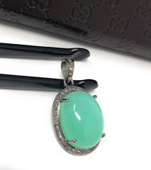 Chrysoprase Pendant, Gemstone Pendant, Silver Pendant, Chrysoprase - VirtuousWares:Global