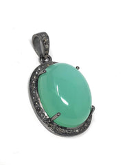 Chrysoprase Pendant, Gemstone Pendant, Silver Pendant, Chrysoprase - VirtuousWares:Global