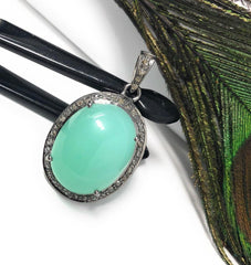 Chrysoprase Pendant, Gemstone Pendant, Silver Pendant, Chrysoprase - VirtuousWares:Global