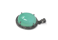 Chrysoprase Pendant, Gemstone Pendant, Silver Pendant, Chrysoprase - VirtuousWares:Global