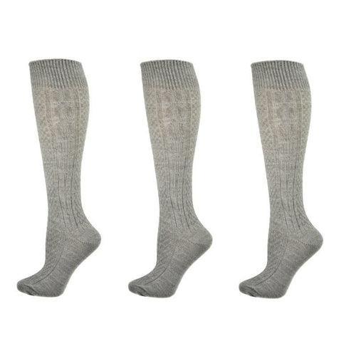 Classic Cable Knit Acrylic Knee High Socks 3 Pair Pack - VirtuousWares:Global
