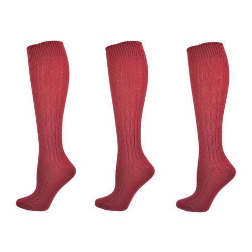 Classic Cable Knit Acrylic Knee High Socks 3 Pair Pack - VirtuousWares:Global
