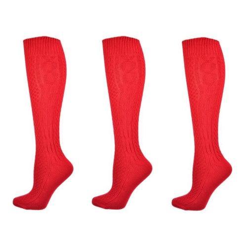 Classic Cable Knit Acrylic Knee High Socks 3 Pair Pack - VirtuousWares:Global