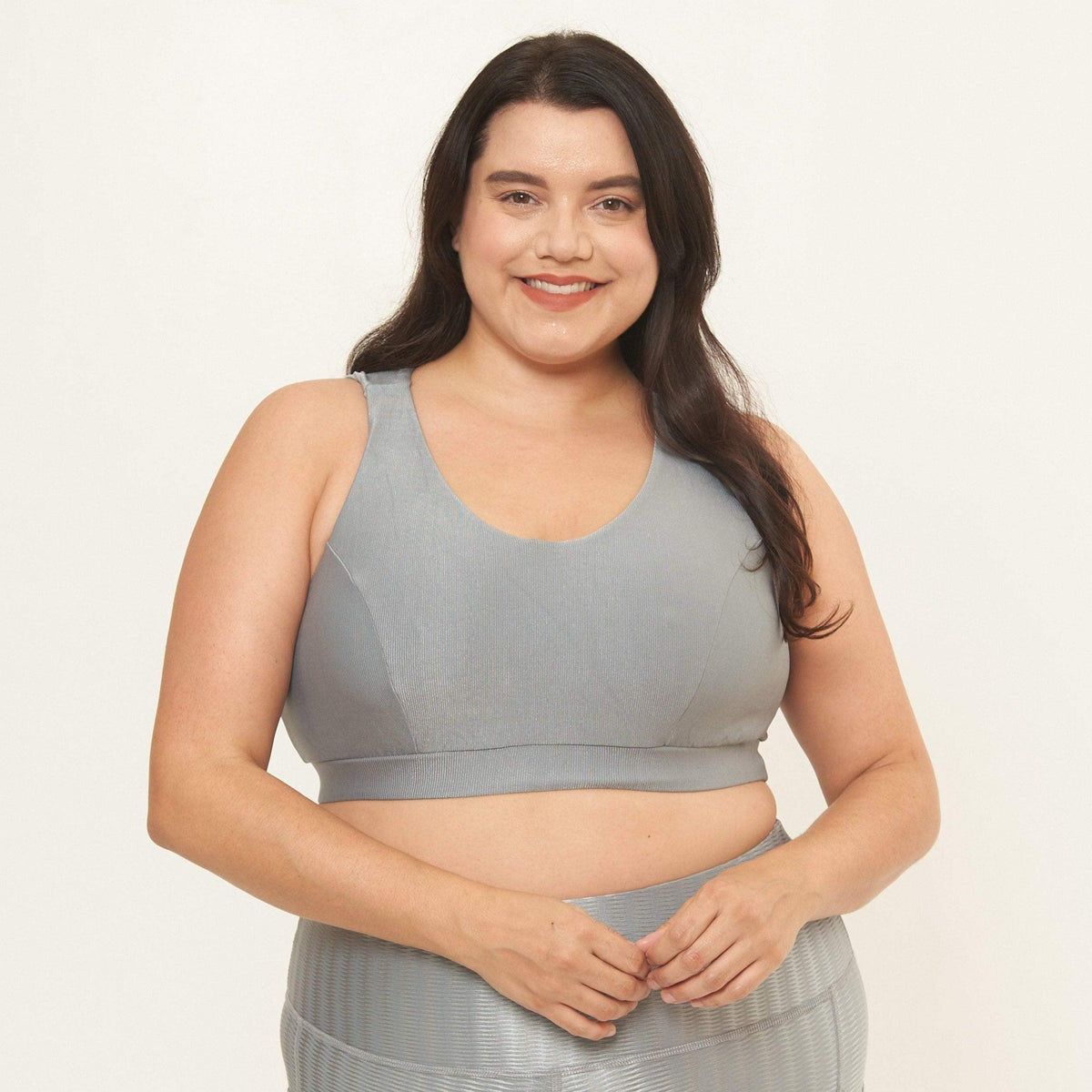 Classic Performance Bra Top- Dove Grey Rib Pattern - VirtuousWares:Global