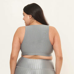 Classic Performance Bra Top- Dove Grey Rib Pattern - VirtuousWares:Global