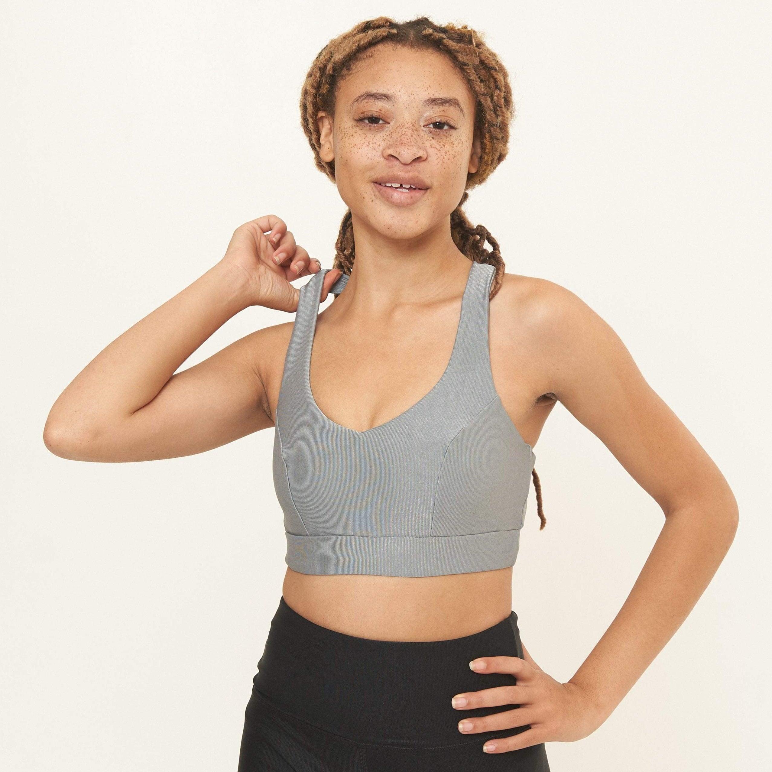 Classic Performance Bra Top- Dove Grey Rib Pattern - VirtuousWares:Global