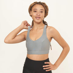 Classic Performance Bra Top- Dove Grey Rib Pattern - VirtuousWares:Global