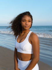 Classic Performance Bra Top - White Rib Pattern - VirtuousWares:Global