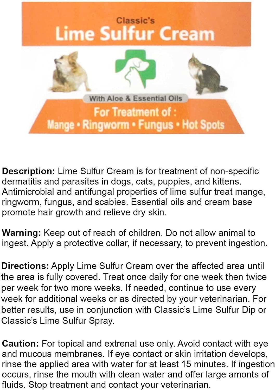 Classic's Lime Sulfur Pet Skin Cream Pet Care and Veterinary Treatment - VirtuousWares:Global