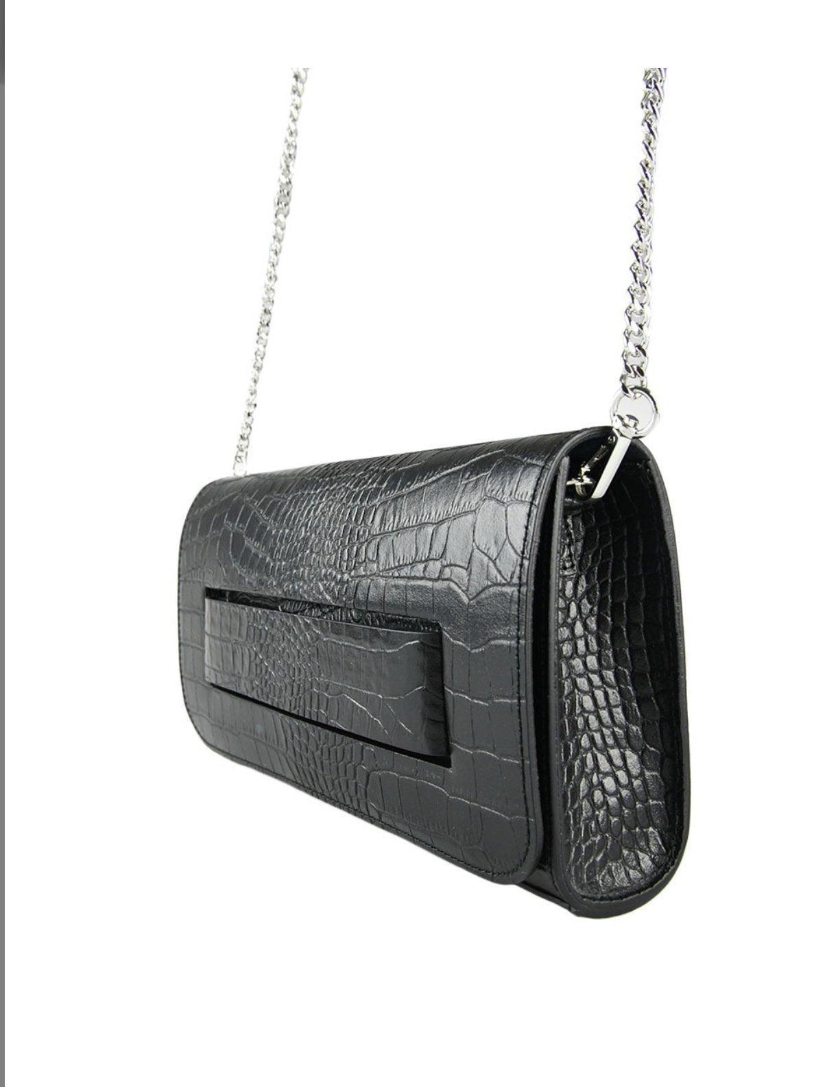 Clutch - Leather Croc Print with Hand Strap - VirtuousWares:Global