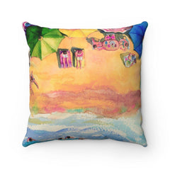 Colorful Day at the Beach Square Pillow - VirtuousWares:Global