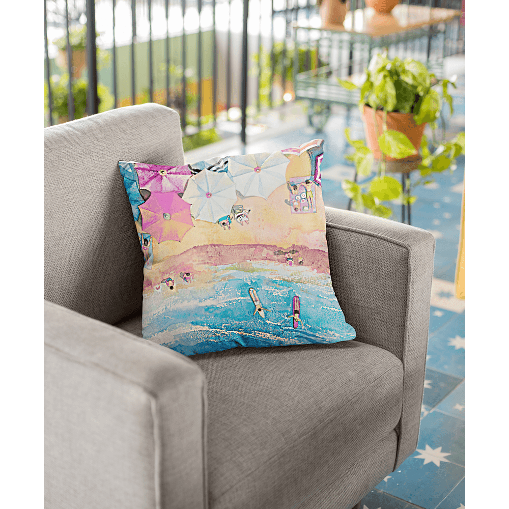 Colorful Day at the Beach Square Pillow - VirtuousWares:Global