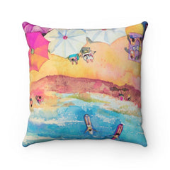 Colorful Day at the Beach Square Pillow - VirtuousWares:Global