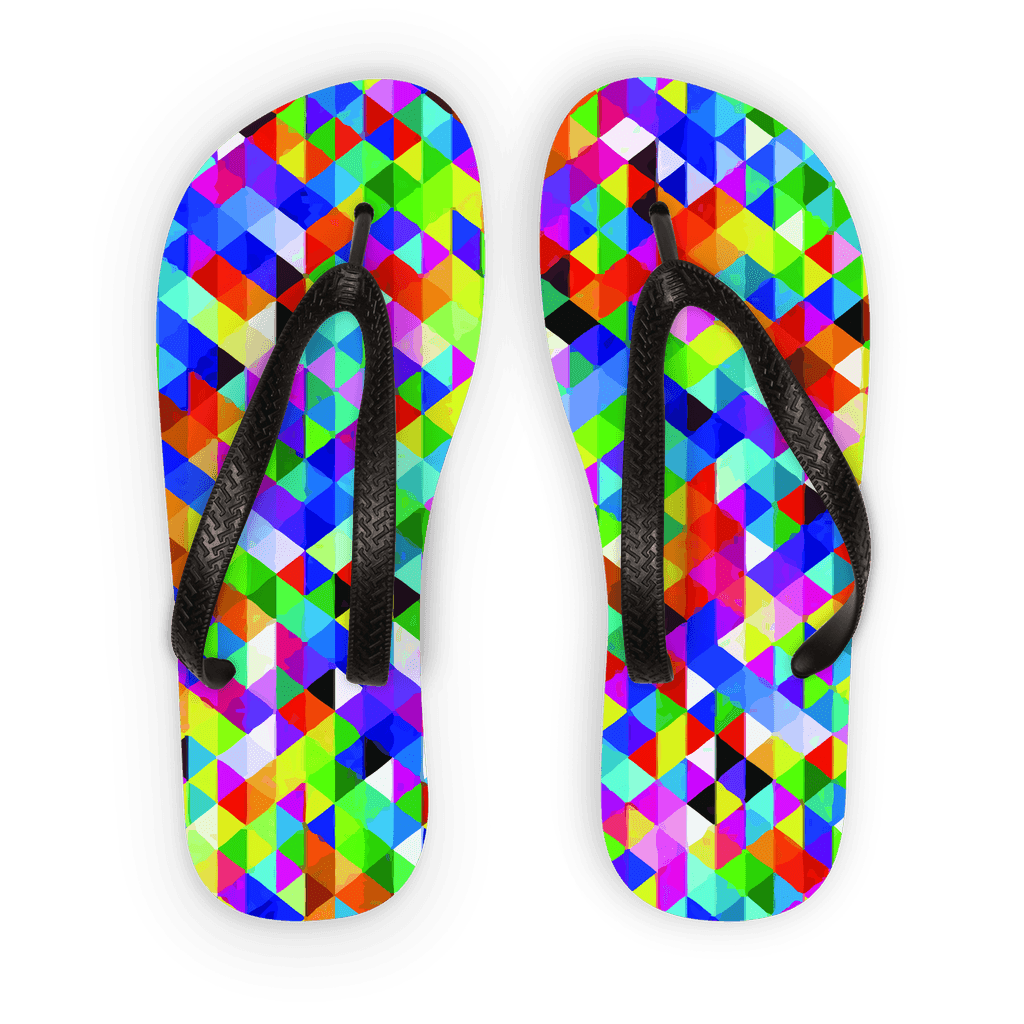 Colorful Geometric Blast Adult Flip Flops - VirtuousWares:Global
