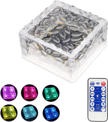 Colorful Solar Glass Brick Light and 12 Key Remote - VirtuousWares:Global
