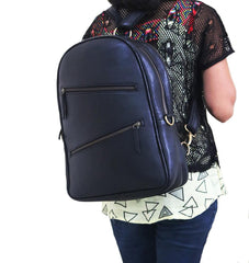 Combo Of 2 , Black Leather Backpack With Simple Leather bag. - VirtuousWares:Global