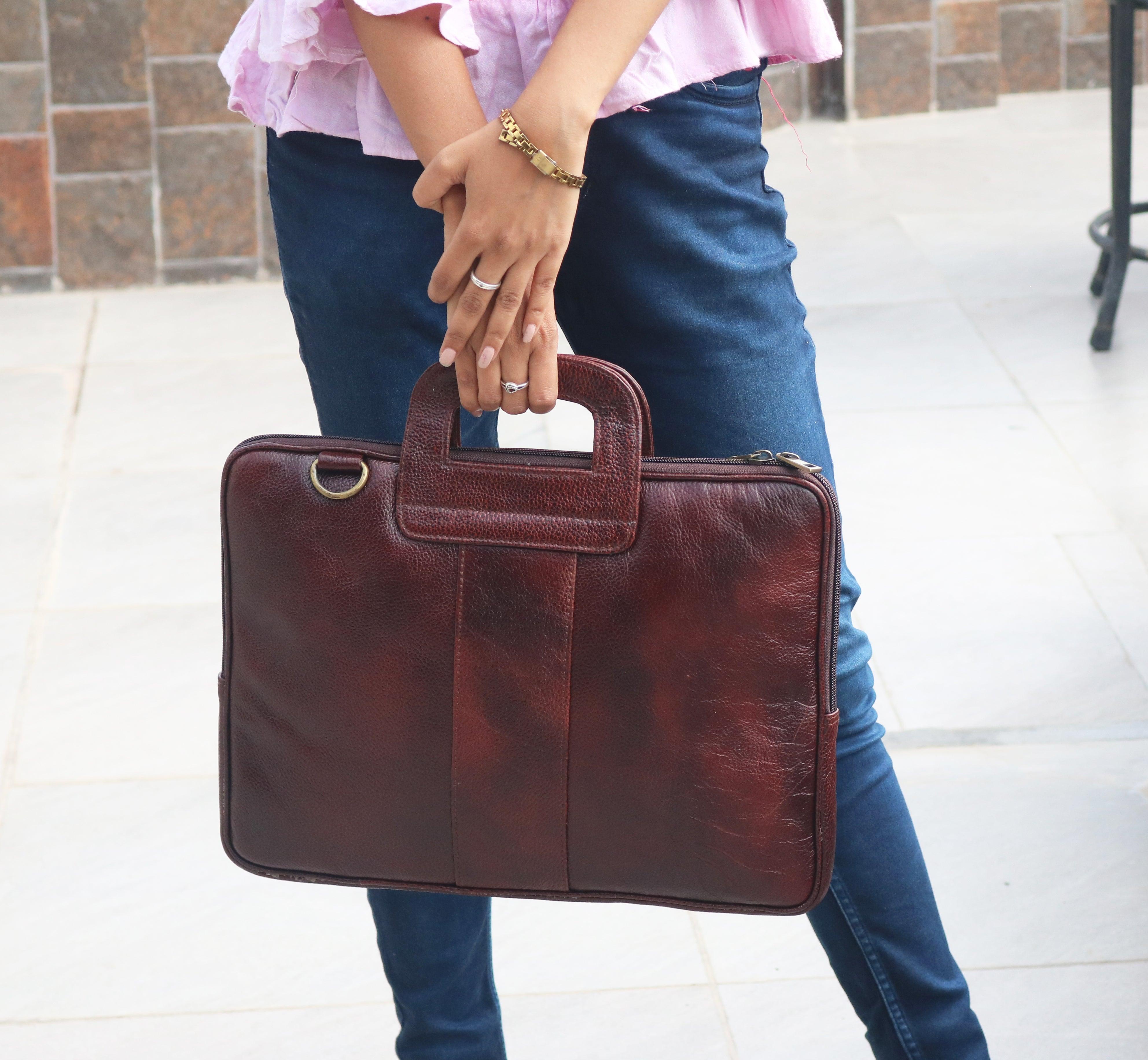Combo Of 2 , Brown Leather Backpack And Laptop Briefcase . - VirtuousWares:Global
