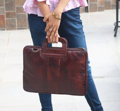 Combo Of 2 , Brown Leather Backpack And Laptop Briefcase . - VirtuousWares:Global
