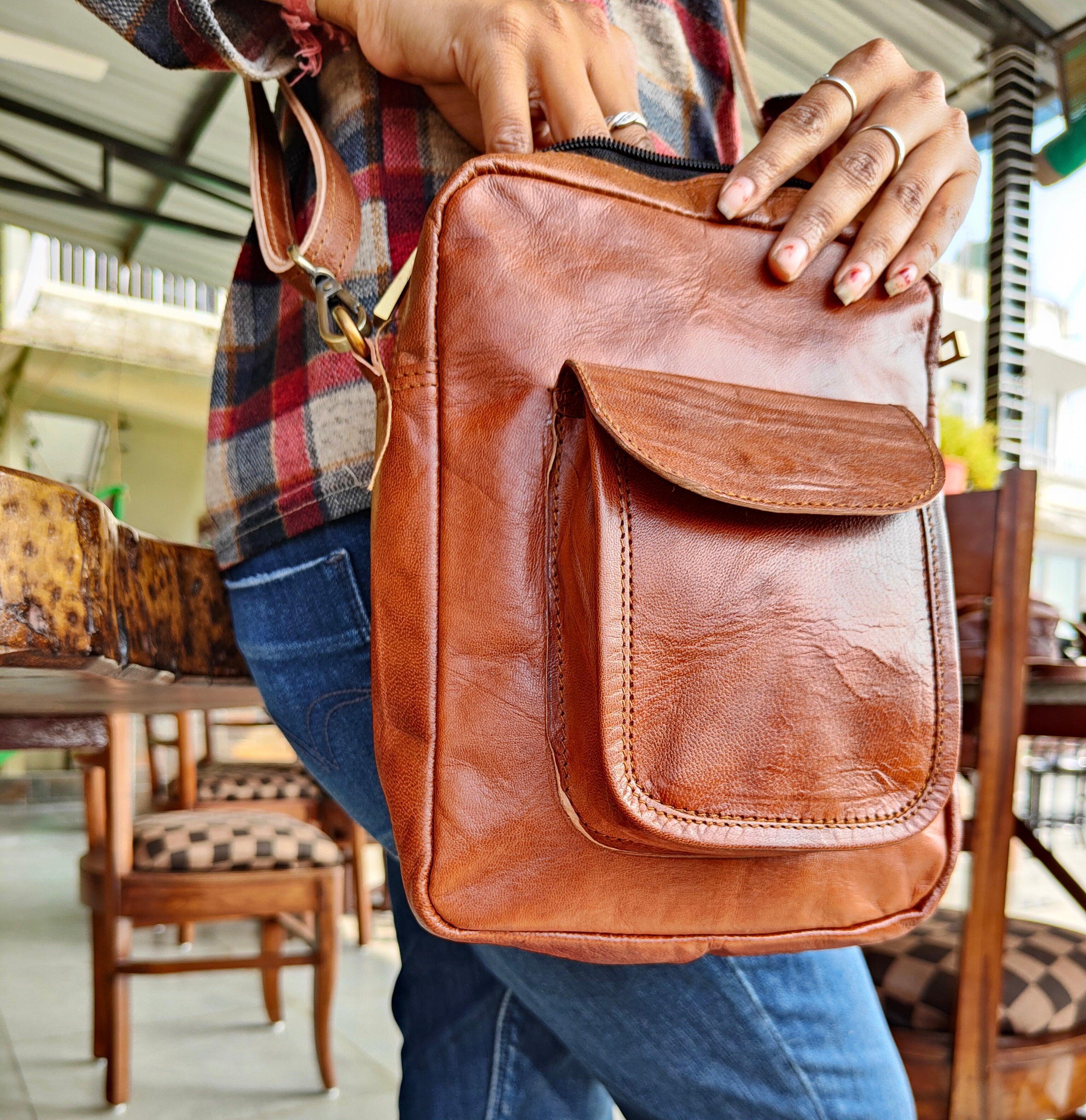 Combo Of 2 Leather Messenger Bag And Small Sling Bag - VirtuousWares:Global