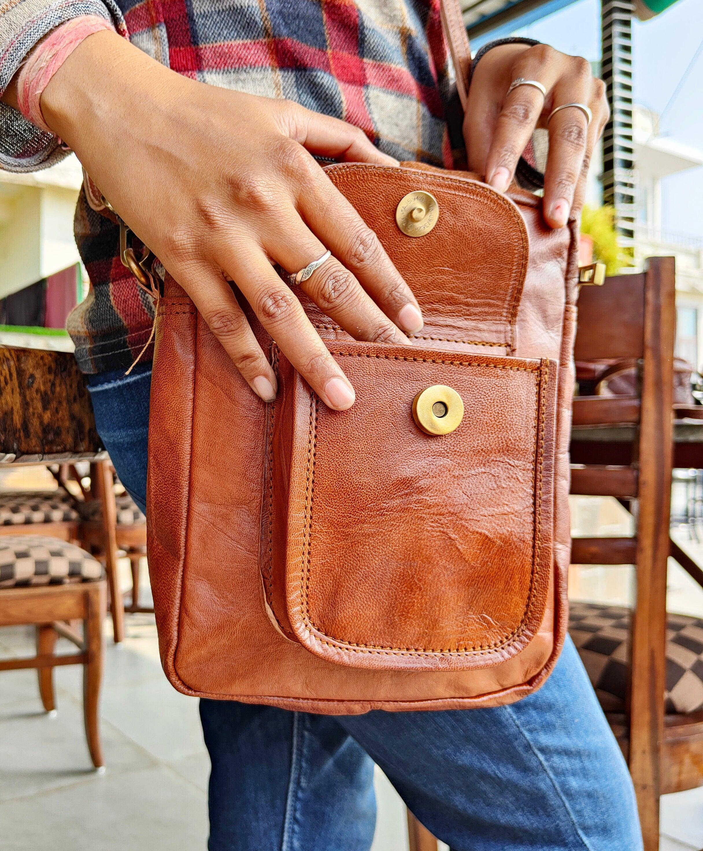 Combo Of 2 Leather Messenger Bag And Small Sling Bag - VirtuousWares:Global