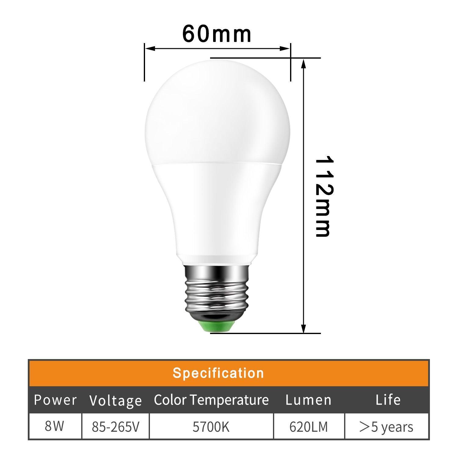 Cool White 12W 8LED E27 Ball Bulb Auto Sensor - VirtuousWares:Global