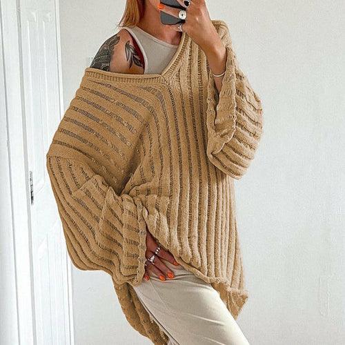 Cotton Loose Top Solid Color Hollow Out Sweater - VirtuousWares:Global