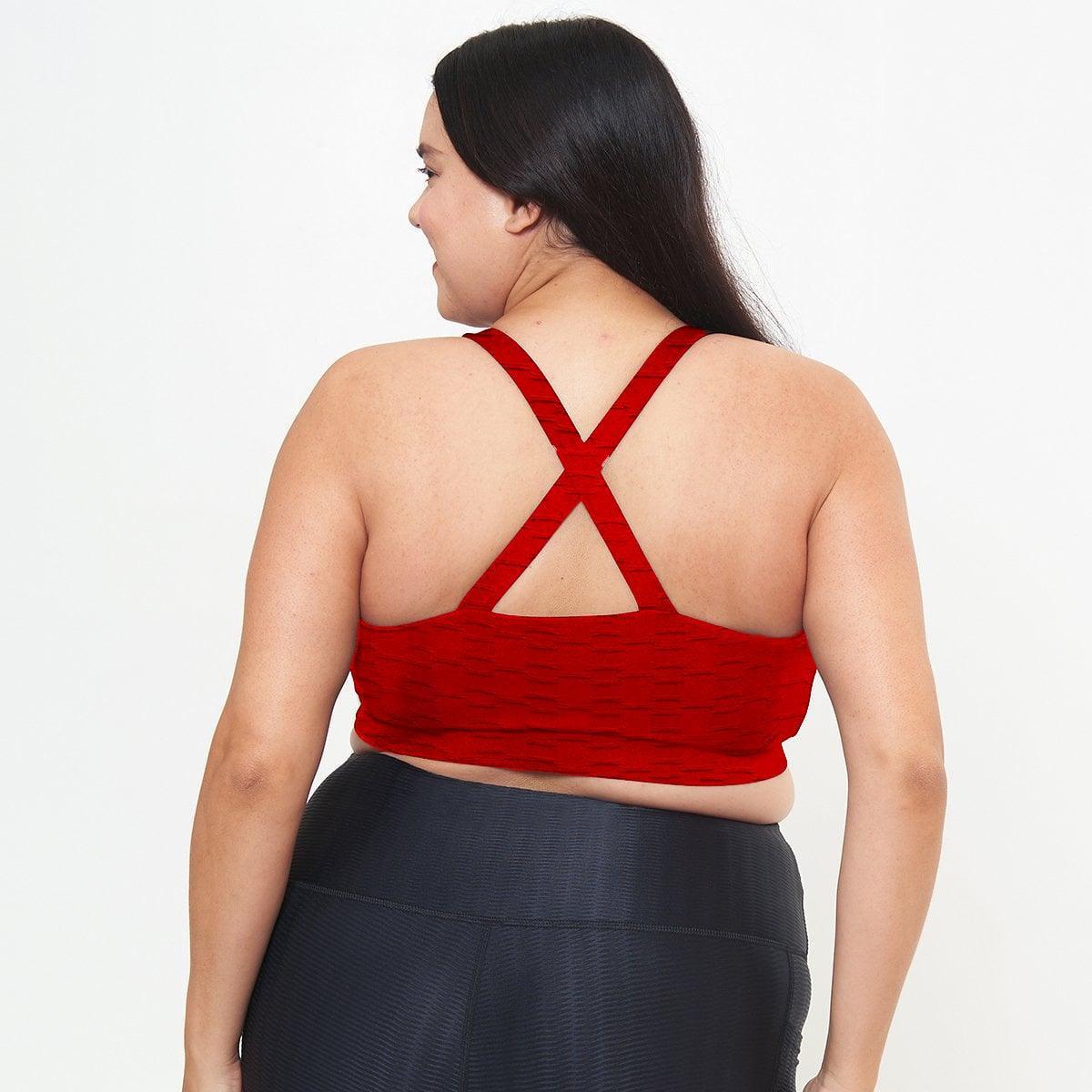 Cross Back Performance Bra Top - Cherry Pie Links Pattern - VirtuousWares:Global