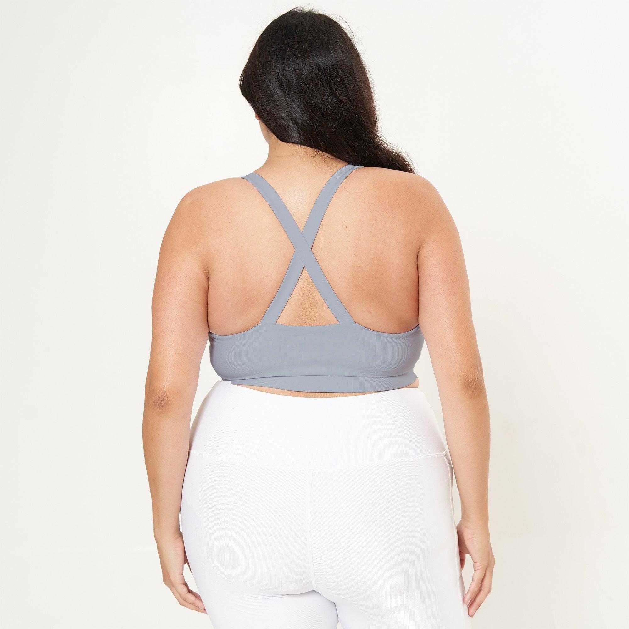 Cross Back Performance Bra Top - Dove Grey Rib Pattern - VirtuousWares:Global